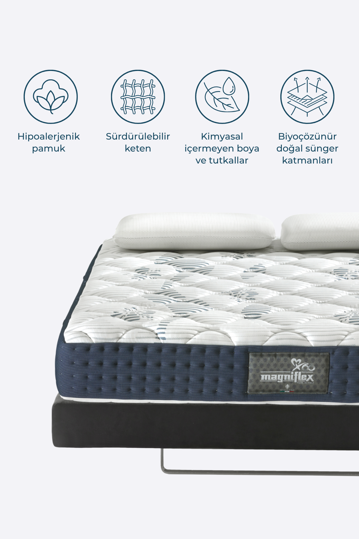 Magniflex Magnicool 10 Firm Memory Foam Yatak | 5 Bölgeli Destek | Serin Uyku Teknolojisi | Made in Italy